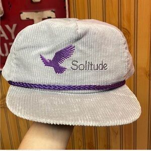 Gray Corduroy Hat with Purple Embroidery